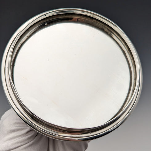 1929 年英國復古切割玻璃粉罐,帶鏡面純銀蓋 Harrison & Hipwood